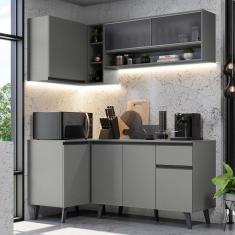 Imagem de Armário De Cozinha Completa 265cm Cinza Nice 02 Cinza