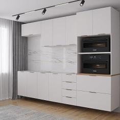 Imagem de Cozinha Modulada 5 Peças Sem Tampo 2 Aéreos 2 Balcões 1 Torre Quente Ipanema Cabecasa Madeiramadeira Branco