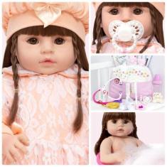 Imagem de Boneca Reborn Realista Corpo De Vinil Bolsa 24 Acessórios - Cegonha Re
