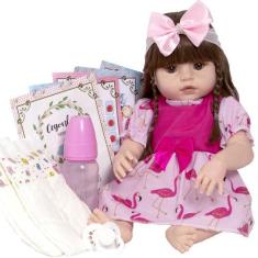 Imagem de Bebê Reborn Menina Toda De Silicone Realista Com Chupeta - Cegonha Reb