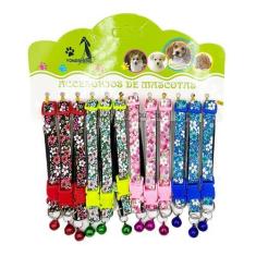 Imagem de Coleira Para Cães E Gatos Estampada Com Sino Regulável Cor:Vermelho -