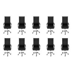 Imagem de Kit 10 Cadeiras para Escritório Presidente Esteirinha Florença 3322 Or Design Preto