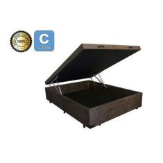 Imagem de Cama Box Baú Casal Suede Marrom 138x188x39