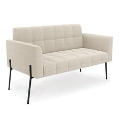 Imagem de Sofá Namoradeira 2 Lugares Pé Ferro Pto Elisa Bouclê Bege D03 - D`Rossi