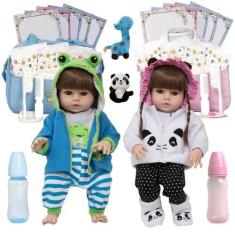 Imagem de Boneca Reborn Realista Gêmeos Casal Panda Sapinho Enxoval