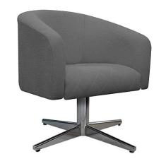 Imagem de Poltrona Luiza Base Giratória de Metal Linho Chumbo - Doce Sonho Móveis
