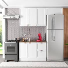 Imagem de Cozinha Modulada 3 Peças 6 Portas 2 Gavetas Balcão com Tampo Unna Branco