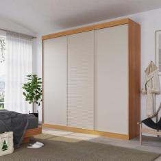 Imagem de Guarda-roupa Casal 3 Portas de Correr Samambaia Cabecasa Madeiramadeira Carvalho/Off White