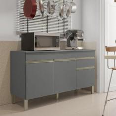 Imagem de Balcão 3 Portas 1 Gaveta 150cm com Tampo Line Gris