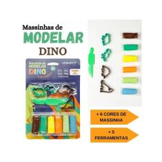 Imagem de Kit Massinha de Modelar Dino + Ferramentas Blister C/ 6 Unidades Leo & Leo