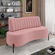 Imagem de Sofá Living Decorativo 2 Lugares 1,35M Katara Pés de Ferro Veludo Rosê G33 - Gran Belo