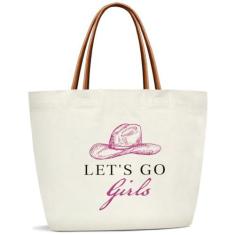 Imagem de ZEDEV Sacola feminina de lona para presentes de cowgirl, bolsa de ombro reutilizável para compras, trabalho, viagem, academia, presentes de aniversário para Halloween, Natal, praia, bolsas, bolsas