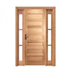 Imagem de Kit Porta de Madeira 2 Vitrôs Direita 213cmx156cmx12cm PE28 Esel Marroml