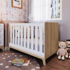 Imagem de Berço 3 em 1 Colchão Linha Favo de Mel Completa Móveis Itapuã Com Branco