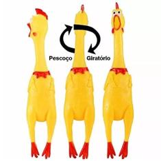 Imagem de Frango Galinha Borracha Morder Brinquedo Pet Com Som Cães