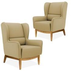 Imagem de Kit 02 Poltronas Decorativas Para Sala de Estar Milena D02 Base de Madeira Veludo Liso B -68
