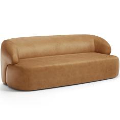 Imagem de Sofá 3 Lugares Curvo Orgânico Para Sala Living 180cm Barolo L06 Couríssimo Camel - Lyam Decor