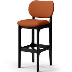 Imagem de Banqueta Alta Bar Cozinha Sala Jantar Fixa Betta L02 Preto Tecido Terr