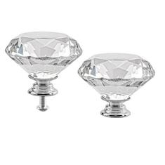 Imagem de Maçanetas de armário de cristal pacote com 2 maçanetas de gaveta de vidro transparente em forma de diamante de 50 mm puxadores de porta puxadores de armário puxadores de armário para gavetas de