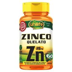 Imagem de Zinco Quelato Zn 60 Cápsulas 28Mg Unilife