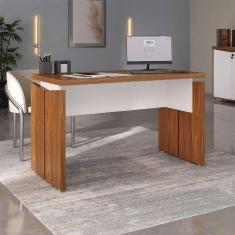 Imagem de mesa de escritório lane freijó e branca 125 cm
