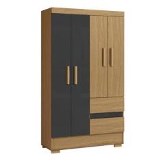 Imagem de Guarda Roupas Solteiro 4 Portas 2 Gavetas Atacama/Grafite Coimbra Aramóveis