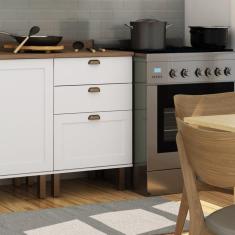 Imagem de Balcão para Cozinha 3 Gavetas sem Tampo Iluminata Genialflex Preto Fosco