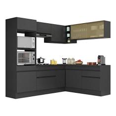 Imagem de Armário de Cozinha Completa de Canto com Rodapé Veneza Multimóveis V2099 Preto