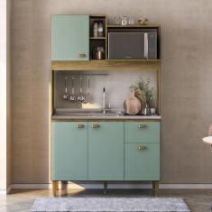 Imagem de Cozinha Compacta Azaléia 4 pt 1 gv Mel e Verde