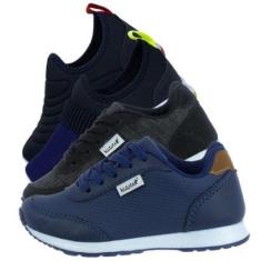 Imagem de Kit 4 Pares de Tenis Infantil Calce Facil e Jogging Escolar-Masculino