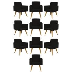 Imagem de Kit 10 Cadeiras Poltronas Decorativa - Escritório - Recepção Cor:preto