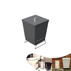 Imagem de Lixeira 6,5 Litros Com Suporte Apoio Quadrada Banheiro Cromado - 1447 Stolf - 