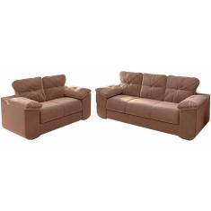 Imagem de Sofá Mamflex 1025 Londrina 3 e 2 lugares em tecido veludo Choco