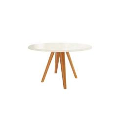 Imagem de Mesa De Sala Jantar Duna Madeira Maciça + Tampo Com Vidro 180x105cm Carvalho off White