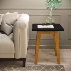 Imagem de Mesa Lateral Sala Prism Quadrada com Pés de Madeira Maciça