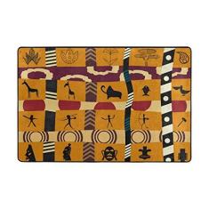 Imagem de ALAZA Tapete Africano Tribal Listrado 1,2 x 1,8 m, sala de estar, quarto, cozinha, tapete impresso em espuma leve