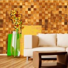 Imagem de Papel de Parede Auto Adesivo  Lavável Madeira Cubos