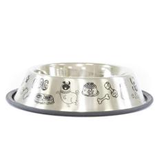 Imagem de Comedouro Cães E Gatos Inox Decorado Antiderrapante 710ml - Pet Injet