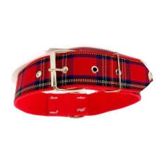 Imagem de Coleira Para Cachorro Xadrez Nylon Vermelha Nº.5 (38cm-49cm) - Nica Pe