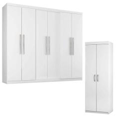 Imagem de Guarda Roupa Casal 6000 E Armário Multiuso 6020 Branco - Araplac