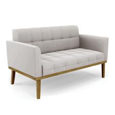 Imagem de Sofá Namoradeira 2 Lugares Base De Madeira Castanho Elisa Veludo D03 - D'rossi Cor Cinza