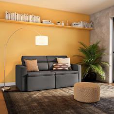 Imagem de Sofá 3 Lugares Retrátil e Reclinavél Munster Suede Grafite 180 cm