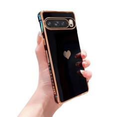 Imagem de phylla Capa de telefone compatível com Google Pixel 9 Pro XL 5g com revestimento de luxo fofo amor coração lateral pequena padrão capa de proteção total para câmera de silicone macio à prova de choque