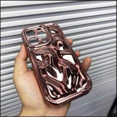 Imagem de Galvanoplastia meteorito grão telefone para iphone 15 14 13 12 11 pro max x xr xs max plus capa completa, rosa rosa, para iphone14plus (6.7 ")