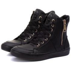 Imagem de Tênis Feminino Botinha Cano Alto Treino E Academia De Couro - PETINARI