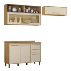 Imagem de Cozinha Compacta 2 Aéreos e 1 Balcão Salvador Cinamomo/offwhite