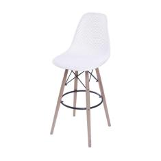 Imagem de Banqueta Eames Dsw Colmeia Em Polipropileno Branca Petroleo Base Madeira