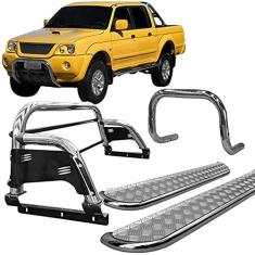 Imagem de Kit Quebra Mato+Estribo Chapa +Santo Anto H3 L200 2004 Cromo