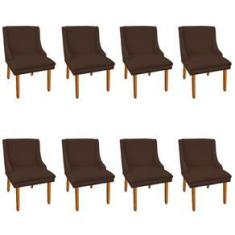 Imagem de Kit 8 Cadeiras de Jantar Suede Pés Palito Marrom
