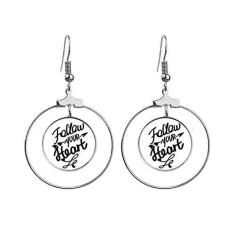 Imagem de Follow Your Heart Citação Art Deco, brincos modernos pendurados argola joia círculo gota